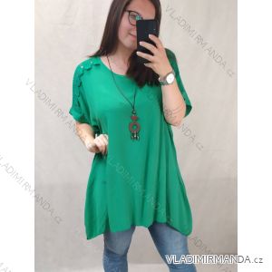 Tunika oversize krátký rukáv s přívěskem dámská nadrozměr (3XL/4XL ONE SIZE) ITALSKá MóDA IM422524/DR