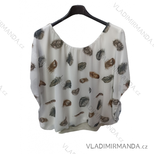 Blúzka letná šifónová krátky rukáv dámska nadrozmer (XL/2XL ONE SIZE) TALIANSKA MÓDA IMB22043