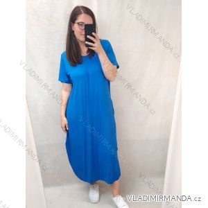 Šaty dlouhé maxi letní volnočasové krátký rukáv dámské viskoza (L/XL/2XL/3XL ONE SIZE) ITALSKÁ MÓDA IMD22382