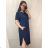 Šaty dlhé maxi letné voľnočasové krátky rukáv dámske viskoza (L/XL/2XL/3XL ONE SIZE) TALIANSKA MÓDA IMD22382/DR - ružová fuchsiová - 2XL/3XL