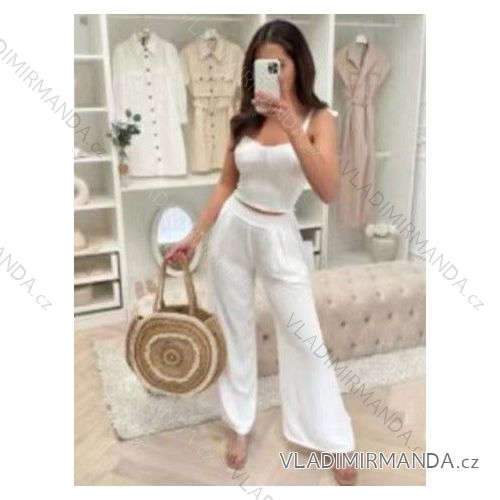 Souprava letní top na ramínka a kalhoty dámská (S/M ONE SIZE) ITALSKÁ MÓDA IMWY22063