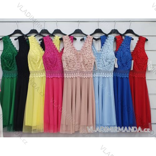 Women's Lace Chiffon Dress on Women's Straps (S / M ONE SIZE) ITALIAN FASHION IMWA222038