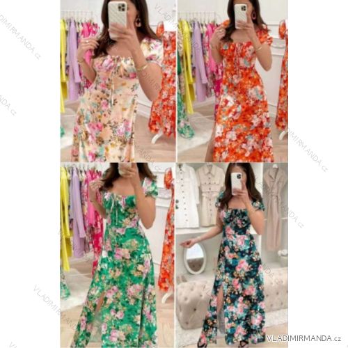 Women's Long Elegant Short Sleeve Dress (S / M ONE SIZE) ITALIAN FASHION IMWE222045