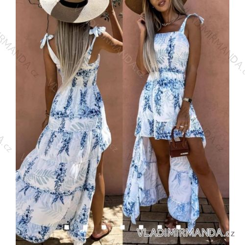 Women's long summer dress straps carmen (S / M ONE SIZE) ITALIAN FASHION IMWE222053