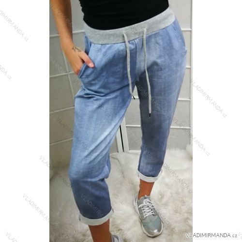 Tepláky dlhé dámske riflové svetlé nadrozmer (XL/2XL/3XL ONE SIZE) ITALSKA MODA IMB22048XL