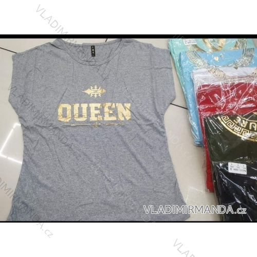 Tričko krátký rukáv dámské nadrozměr (2XL-4XL) TURECKÁ MÓDA TMWG22GYA0356-1