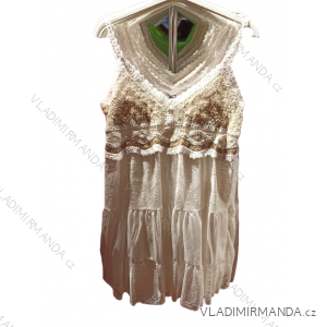Šaty krajkové bavlněné na ramínka dámské (S/M ONE SIZE) ITALSKÁ MÓDA IMH22160
