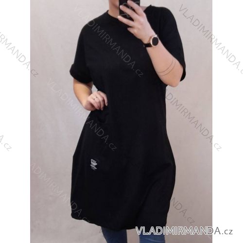 Shirt 3/4 sleeve ladies strip (4XL/5XL ONE SIZE) ITALSKÁ MÓDA IM422026 2XL/3XL black