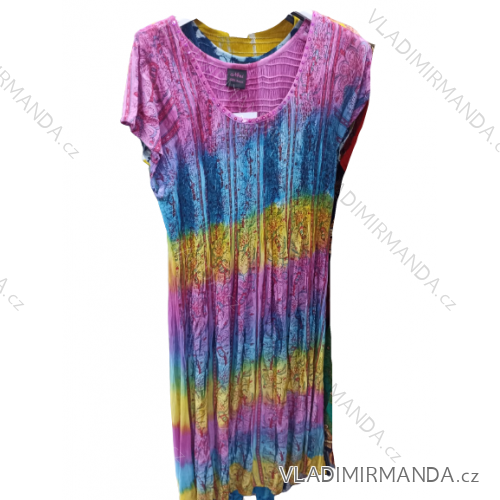 Šaty letní dlouhé indické krátký rukáv dámské nadrozměr (L/XL/2XL ONE SIZE) INDICKÁ MóDA MA822005