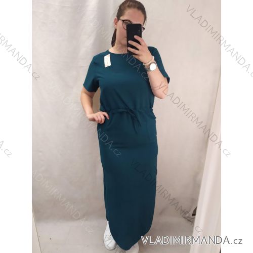 Šaty dlouhé letní sportovní stahovací krátký rukáv dámské nadrozměr (M/L/XL/2XL ONE SIZE) ITALSKÁ MÓDA IMD22489