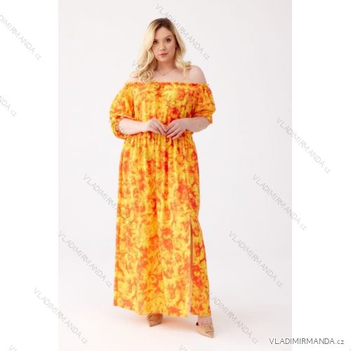 Šaty dlouhé 3/4 krátký rukáv dámské nadrozměr (XL-3XL) POSLKÁ MÓDA PMLE21001