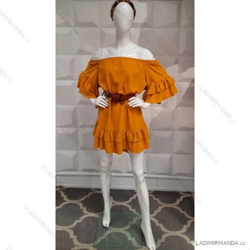 Šaty letní carmen dlouhý rukáv dámské nadrozměr (XL/2XL/3XL ONE SIZE) POLSKÁ MÓDA PMLT22SYCILIA