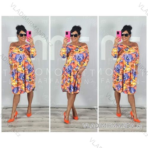 Šaty dlouhé letní krátký rukáv dámské nadrozměr (XL/2XL/3XL ONE SIZE) POLSKÁ MÓDA PMLT2214