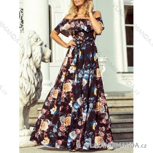 Šaty dlhé letné šifónové carmen dámske (S/M ONE SIZE) TALIANSKA MÓDA IMWE222130