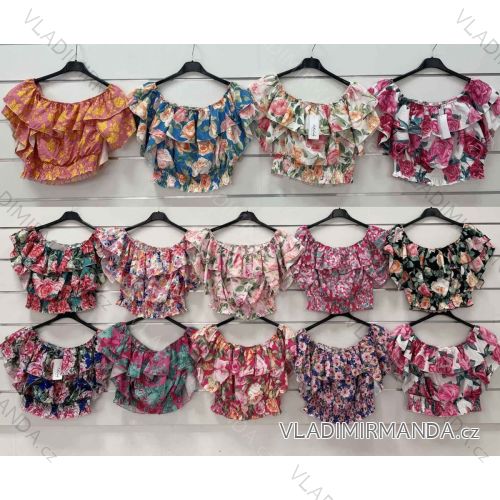 Top šifonový carmen dámské (S/M ONE SIZE) ITALSKÁ MÓDA IMWY222287