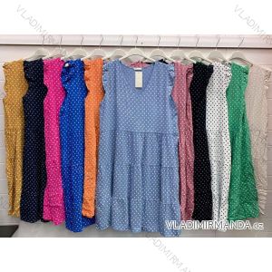 Šaty letní bez rukávu dámské nadrozměr puntík (XL/2XL ONE SIZE) ITALSKÁ MÓDA IMWA222139