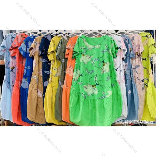 Šaty letní krátký rukáv dámské nadrozměr (XL/2XL ONE SIZE) ITALSKÁ MÓDA IMWA222143