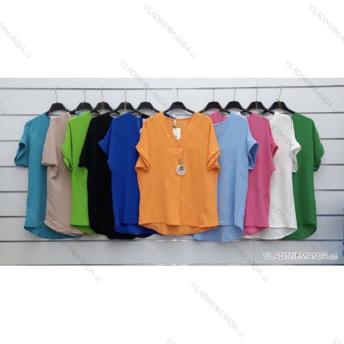 Tunika/tričko s přívěskem krátký rukáv dámská (S/M/L ONE SIZE) ITALSKÁ MÓDA IMWK222297