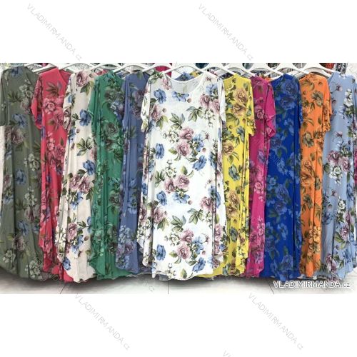 Šaty letní krátký rukáv dámské nadrozměr viskoza (XL/2XL ONE SIZE) ITALSKÁ MÓDA IMWD222207