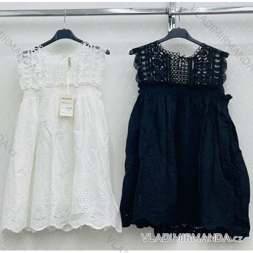 Šaty letní krajkové bavlněné na ramínka dámské (S/M ONE SIZE) ITALSKÁ MÓDA IMWD222218