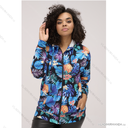Mikina na zip dámská nadrozměr (3XL-4XL) POSLKÁ MÓDA PMLE22030