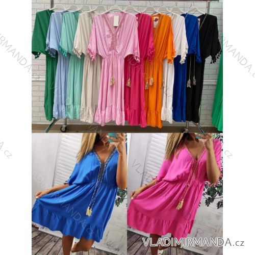 Women's Short Sleeve Summer Dress (S / M ONE SIZE) ITALIAN FASHION IMWOP22OP0331