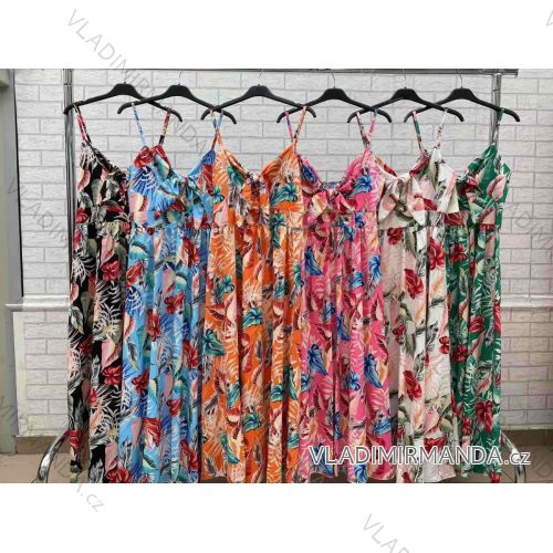 Šaty dlouhé letní na ramínka dámské (S/M ONE SIZE) ITALSKÁ MÓDA IMWOP22OP0310