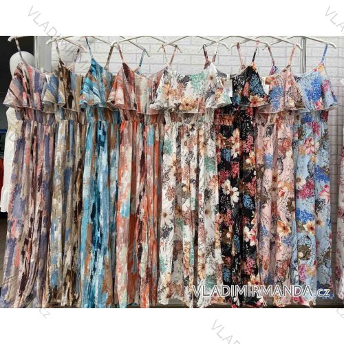 Šaty dlouhé letní na ramínka dámské (S/M ONE SIZE) ITALSKÁ MÓDA IMWOP22OP0310