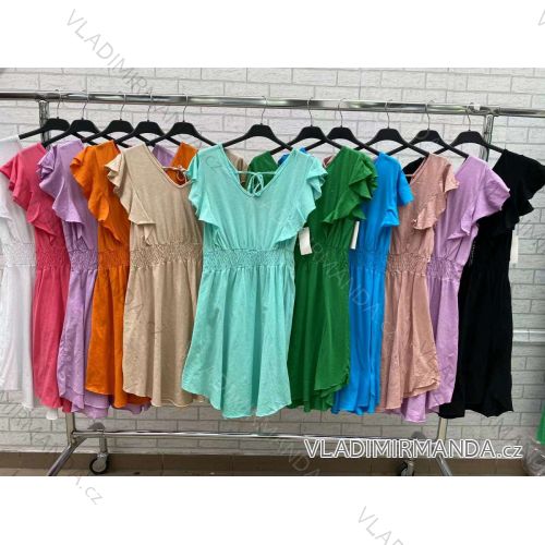 Šaty letní krátký rukáv dámské (S/M ONE SIZE) ITALSKÁ MÓDA IMWOP22OP0227