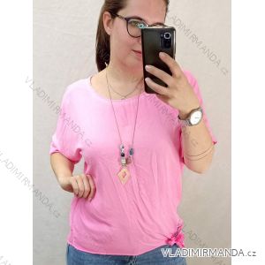 Tunika krátký rukáv s přívěskem dámská nadrozměr (2xl/3XL/4XL ONE SIZE) ITALSKÁ MÓDA IM422386/DR