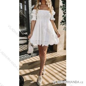 Šaty letní bavlněné krajkové carmen dámské (S/M ONE SIZE) ITALSKÁ MÓDA IMWA222450