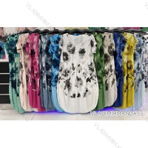 Šaty bavlněné krátký rukáv dámské nadrozměr (XL/2XL ONE SIZE) ITALSKÁ MÓDA IMWD222516