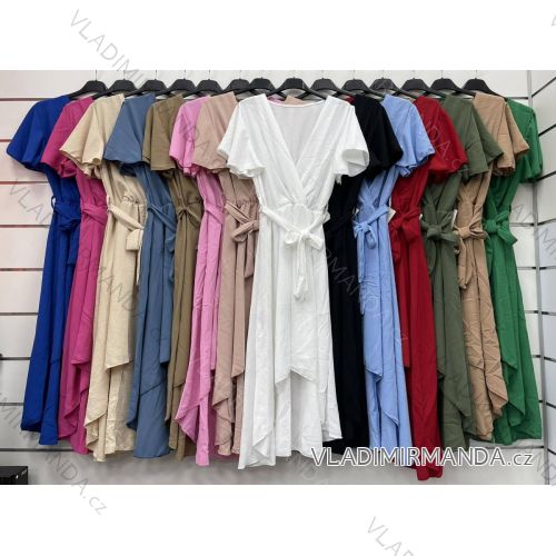 Women's Long Summer Short Sleeve Dress (S / M ONE SIZE) ITALIAN FASHION IMWC222525