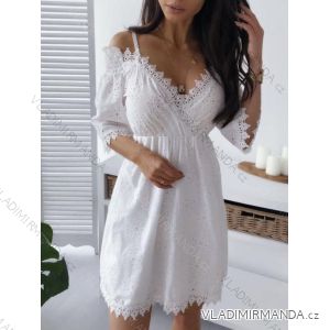 Women's Lace Cotton Short Sleeve Women's Dress (S / M ONE SIZE) ITALIAN FASHION IMWM215877