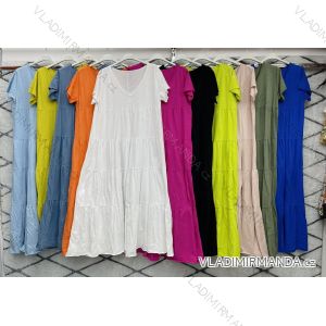 Šaty bavlněné krátký rukáv dámské nadrozměr (XL/2XL ONE SIZE) ITALSKÁ MÓDA IMWD222531