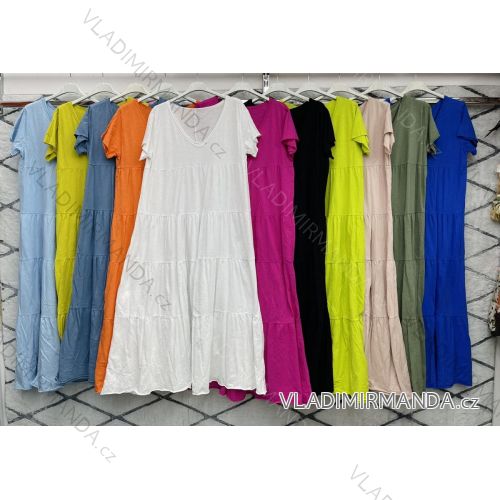 Šaty bavlněné krátký rukáv dámské nadrozměr (XL/2XL ONE SIZE) ITALSKÁ MÓDA IMWD222531
