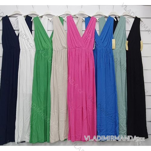 Šaty dlouhé šifonové bez rukávu dámské (S/M ONE SIZE) ITALSKÁ MÓDA IMWA222545