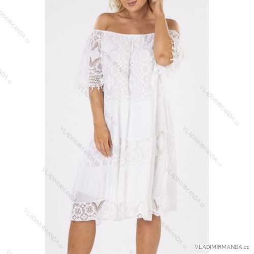 Šaty letní krajkové carmen dámské (S/M ONE SIZE) ITALSKÁ MÓDA IMWA222564
