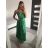 Šaty dlouhé saténové na ramínka dámské (S/M ONE SIZE) ITALSKÁ MÓDA IMC21505 Green S/M