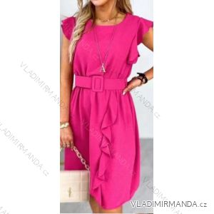 Šaty letné elegantné šifónové s opaskom krátky rukáv dámske (S/M ONE SIZE) TALIANSKA MÓDA IMWY22116
