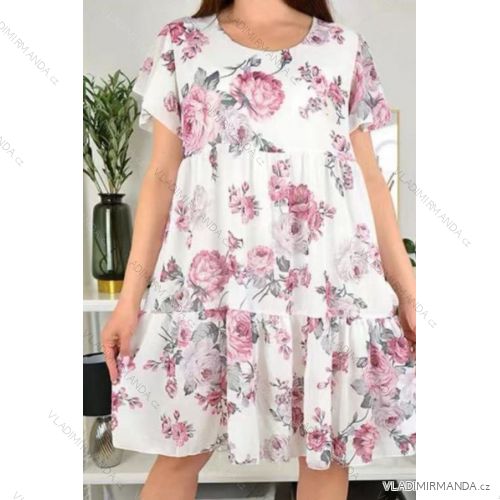 Šaty letní šifonové krátký rukáv dámské (S/M/L ONE SIZE) ITALSKÁ MÓDA IMWY22120
