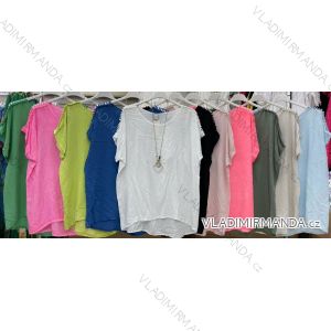 Tunika oversize s přívěskem krátký rukáv dámská nadrozměr (M/L/XL ONE SIZE) ITALSKÁ MÓDA IMWT22045