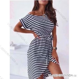 Gestreiftes Sommerkleid für Damen mit kurzen Ärmeln (S / M ONE SIZE) ITALIAN FASHION IMWG222596