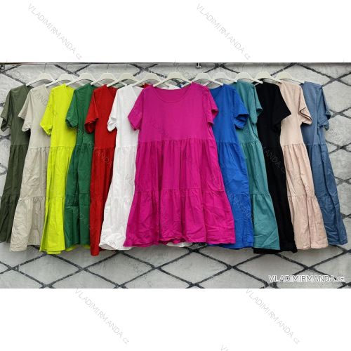 Šaty letní krátký rukáv dámské (S/M ONE SIZE) ITALSKÁ MÓDA IMWD222620