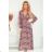 378-1 Chiffon midi dress - brown boho pattern
