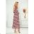 378-1 Chiffon midi dress - brown boho pattern
