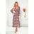 378-1 Chiffon midi dress - brown boho pattern