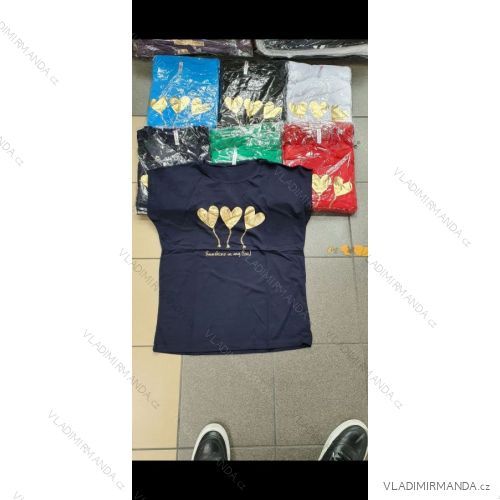 Tričko krátky rukáv dámske nadrozmer (2XL-4XL) TURECKÁ MÓDA TMWG22GYA0625