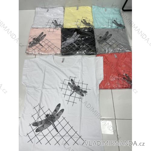 Tričko krátký rukáv dámské nadrozměr (2XL-4XL) TURECKÁ MÓDA TMWG22GYA0708