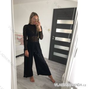 Nohavice elegantné skladané dámske (S/M/L ONE SIZE) TALIANSKA MÓDA IMD22521/DR